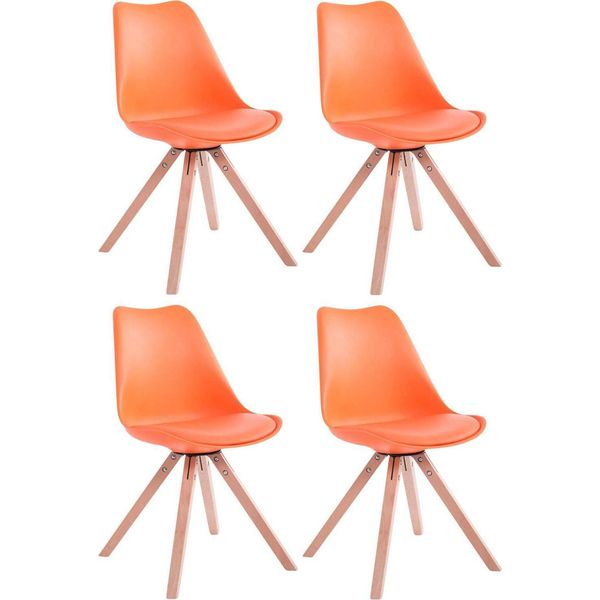 Set Di 4 Sedie In Pelle Finta - Sedie Per Ospiti - Ottimo Comfort Di Seduta | Colore: Arancione | Colore Abbigliamento: Naturale-image