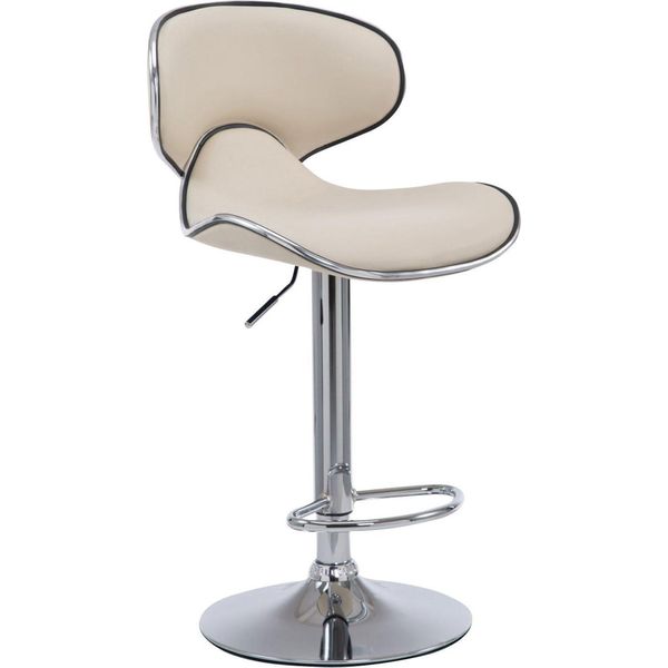 Sgabello Da Bar Moderno - Sgabello - Altezza Regolabile, Seduta Confortevole Con Poggiapiedi | Colore: Crema | Colore Base: Cromo-image