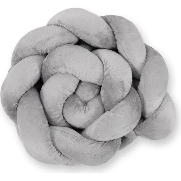 Paracolpi A Nodi Intrecciati - Paracolpi Per Letto - Morbido Minky - Protezione Sicura Per Lettino 180 Cm - Grigio-image