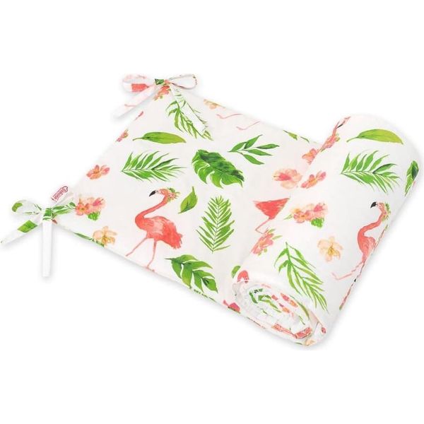 Paracolpi Per Lettino, Bedomrander - Antiallergico, Protezione Ottimale Per Il Lettino, Coral Flamingo-image