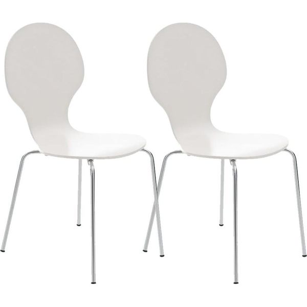 2X Sedie Per Visitatori Impilabili - Seduta Ergonomica - Design Salvaspazio | Colore: Bianco-image