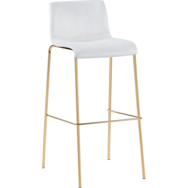 Sgabello Da Bar In Velluto - Sgabello Alto - Elegante Supporto Color Oro Ed Elevato Comfort Di Seduta-image