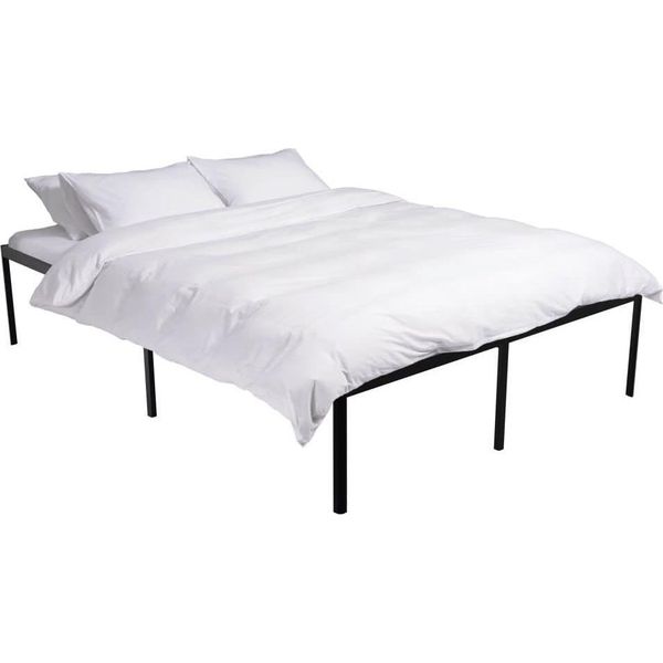 Letto In Metallo, Struttura In Acciaio, Molto Spazio - Design Moderno E Minimalista, Colore: Nero | Dimensioni: 200X140X41 Cm-image