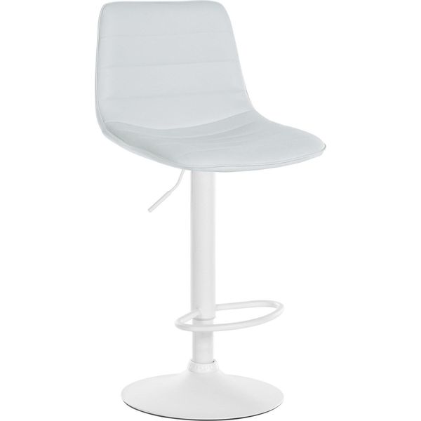 Sgabello Da Bar In Pelle Finta - Sgabello - Comfort Regolabile In Altezza - Design Senza Tempo | Colore: Bianco | Colore Base: Bianco-image