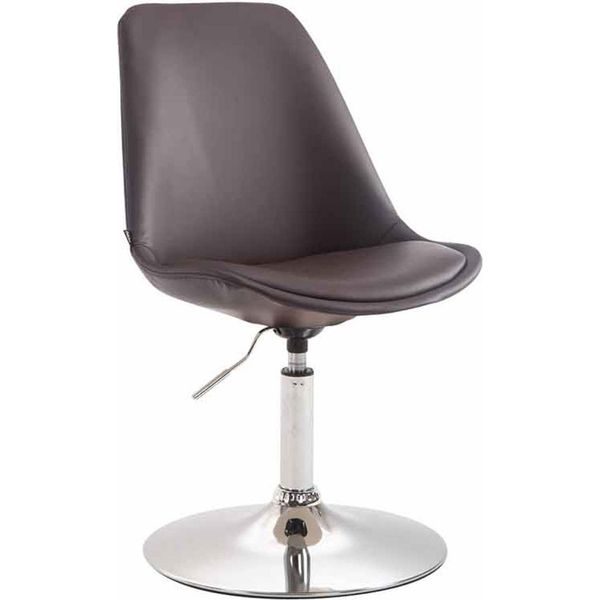 Sedia Da Pranzo In Pelle Finta - Sedia Moderna - Regolabile In Altezza E Girevole A 360° | Colore: Marrone | Colore Base: Cromo-image