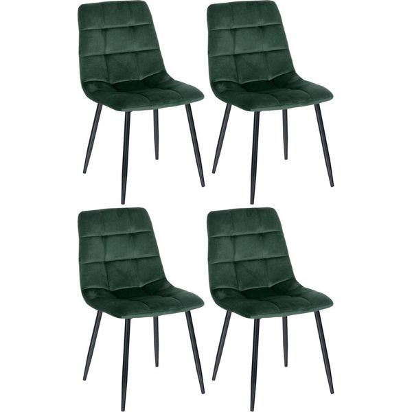 Set Di 4 Sedie Da Pranzo - Sedie Da Cucina - Imbottitura Confortevole | Colore: Verde-image