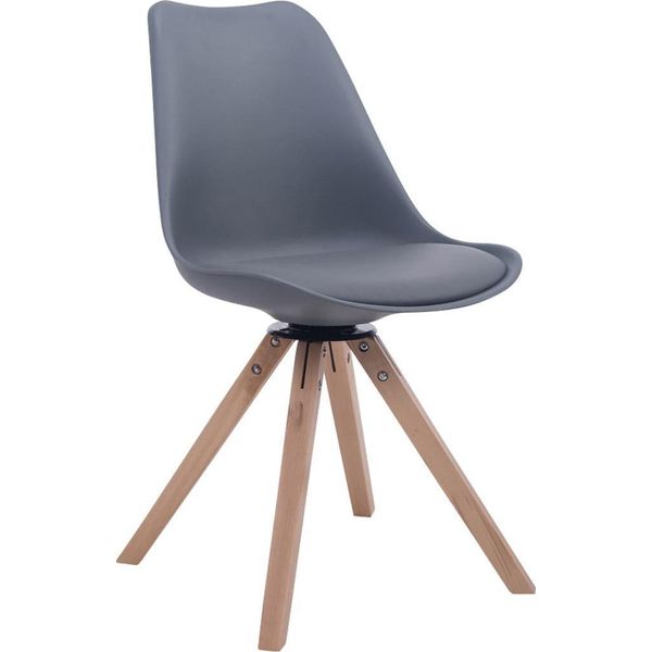 Sedia Per Visitatori - Sedia Per Ospiti - Design Moderno, Look Esclusivo, Plastica/Pelle Artificiale/Legno | Colore: Grigio | Colore Abbigliamento: Naturale-image
