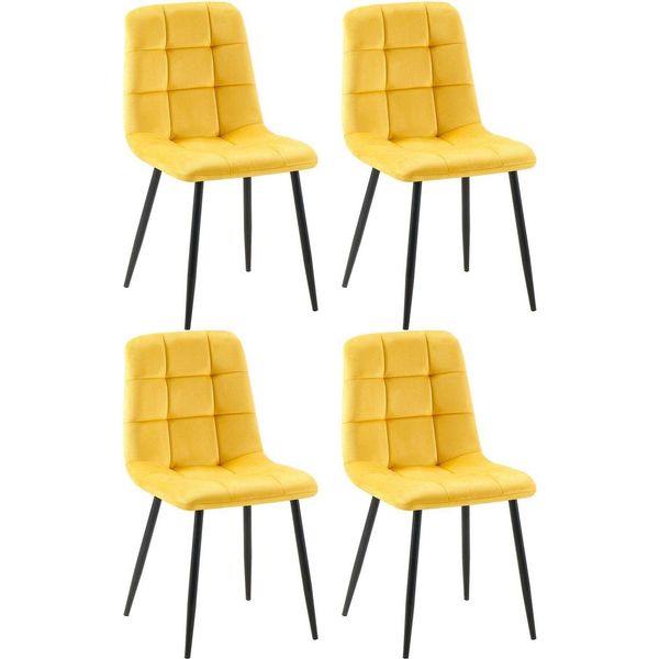 Set Di 4 Sedie Da Pranzo - Sedie Da Cucina - Imbottitura Confortevole | Colore: Giallo-image