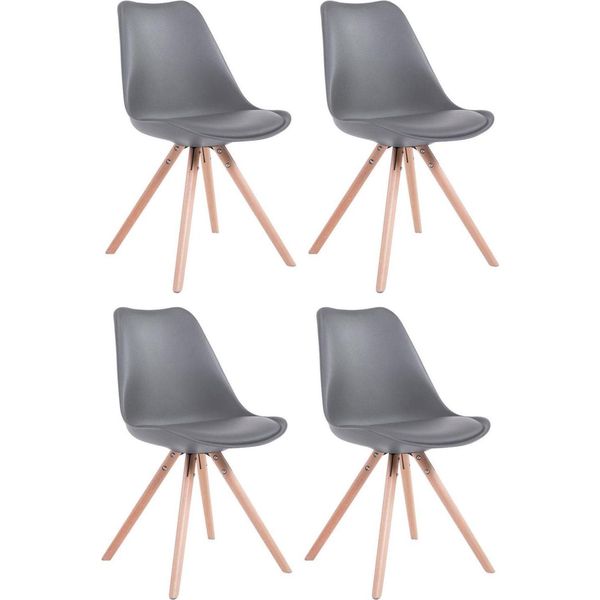 Set Di 4 Sedie In Pelle Finta - Sedie Per Visitatori - Comfort Lussuoso E Design Moderno | Colore: Grigio | Colore Abbigliamento: Naturale-image