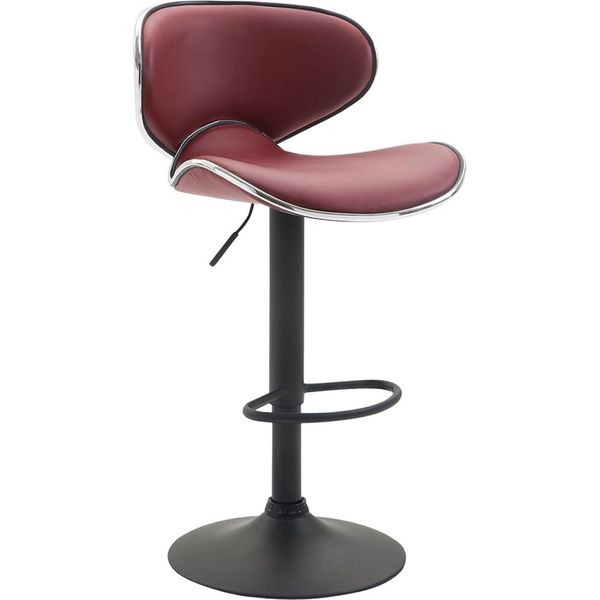 Sgabello Da Bar Moderno - Sgabello - Seduta Comoda E Regolabile In Altezza Con Poggiapiedi | Colore: Rosso Bordeaux | Colore Base: Nero-image