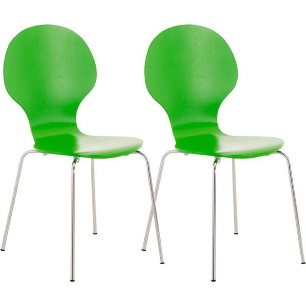 2X Sedie Per Visitatori Impilabili - Seduta Ergonomica - Design Salvaspazio | Colore: Verde-image