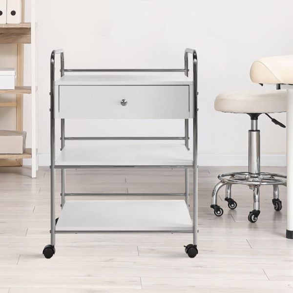 Carrello Di Stoccaggio, Carrello Di Trasporto, Versatile - Scatola Con Chiusura Morbida E Ruote Bloccabili. Colore: Bianco-image