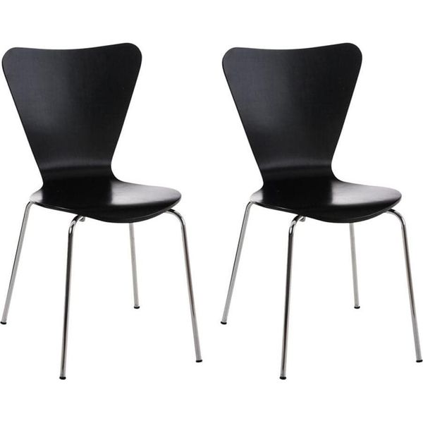 2X Sedie Ergonomiche Per Visitatori - Sedie Da Attesa - Seduta Confortevole, Design Impilabile | Colore: Nero-image