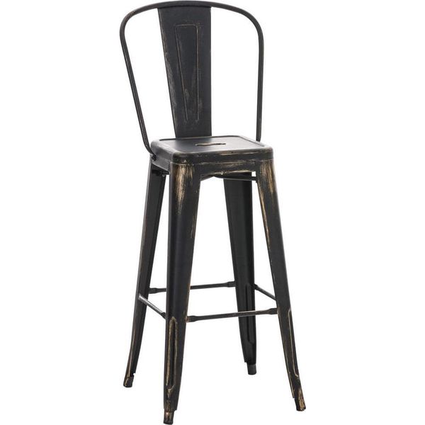 Sgabello Da Bar In Metallo - Sedia - Elevata Stabilità E Comfort - Facile Manutenzione | Colore: Nero E Oro-image