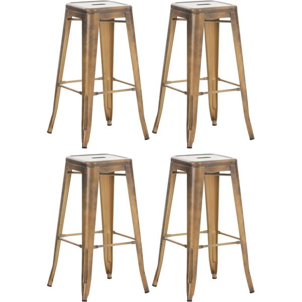 Set Di 4 Sgabelli Da Bar - Sgabello Alto - Design Impilabile, Salvaspazio E Resistente | Colore: Oro-image