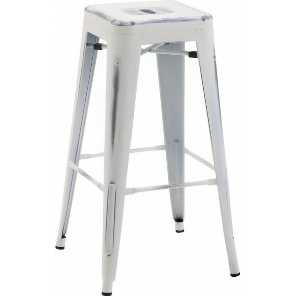 Sgabello Da Bar, Sgabello - Design Impilabile, Salvaspazio - Look Moderno. Colore: Bianco Antico-image