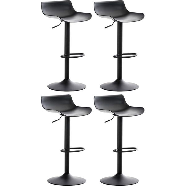 Set Di 4 Sgabelli Da Bar - Sgabello Da Bar - Regolabile In Altezza, Girevole A 360° | Colore: Nero-image