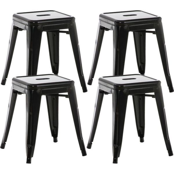 Set Di 4 Sgabelli - Sedie - Design Robusto E Impilabile | Colore: Nero-image