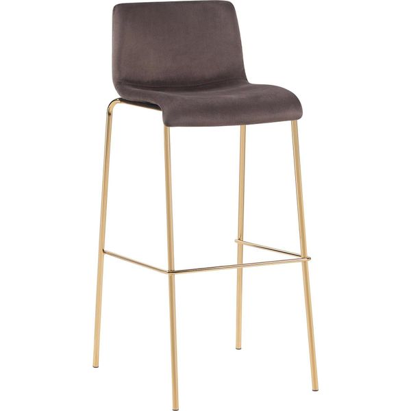 Sgabello Da Bar In Velluto - Sgabello Alto - Comfort Ed Eleganza Con Struttura Color Oro-image