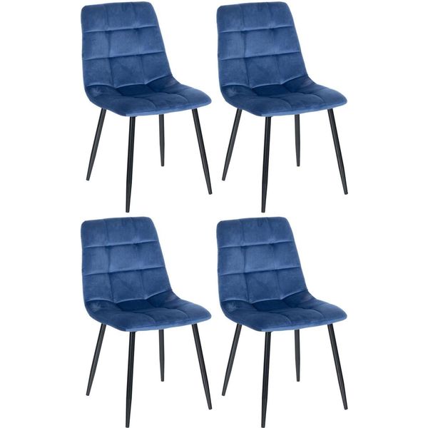 Set Di 4 Sedie Da Pranzo - Sedie Da Cucina - Imbottitura Confortevole | Colore: Blu-image