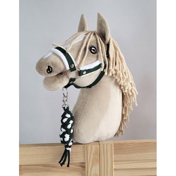 Set Di Cavezza Hobby Paard, Cavallo Hall Star, Confortevole E Regolabile In Cappotto Morbido In Bianco-Bottiglia Verde-image
