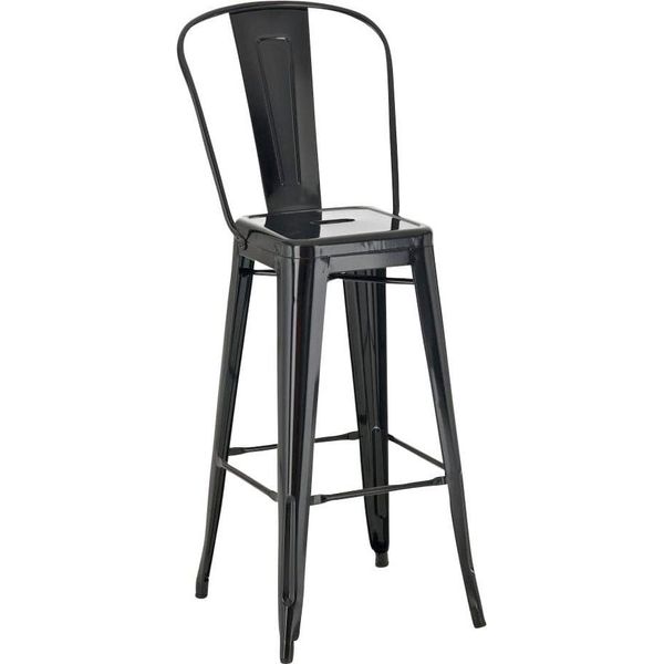 Sgabello Da Bar In Metallo - Sedia - Elevata Stabilità E Comfort - Facile Manutenzione | Colore: Nero-image