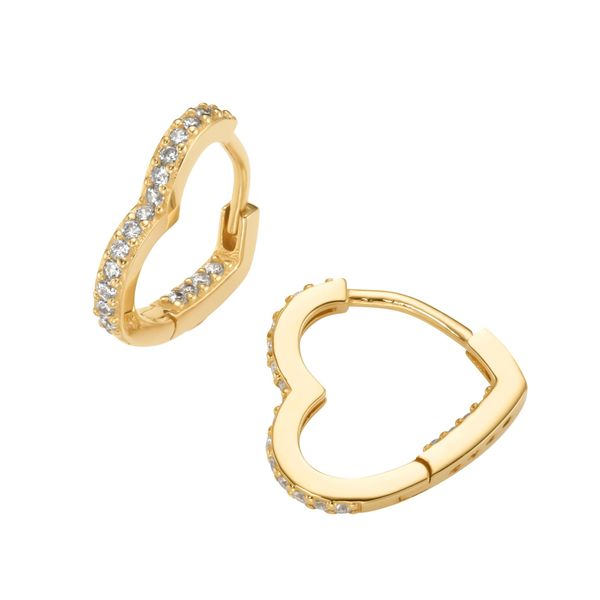 Paar Creolen Firetti "Schmuck Geschenk Silber 925 Ohrschmuck Ohrringe HerzföRmig", Gold (Gelbgoldfarben, Kristallweiß, Kristallweiß), Ohrringe, Damen, Silber 925 (Sterlingsilber), Mit Zirkonia (Synth.)-image