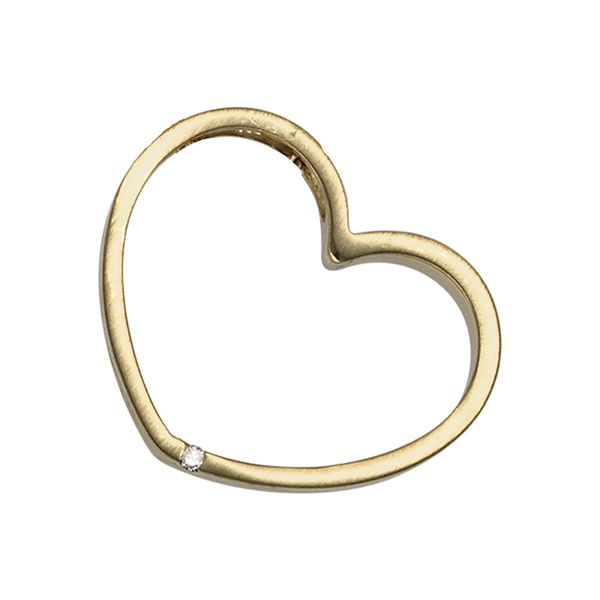 HerzanhäNger Jobo "AnhäNger Herz 21 Mm", Gold (Gelbgold 585), SchmuckanhäNger, Damen, Si = Kleine EinschlüSse, Diamanten Gelbgold 585, Diamanten, Gelbgold 585, 585 Gold Matt Mit Diamant-image