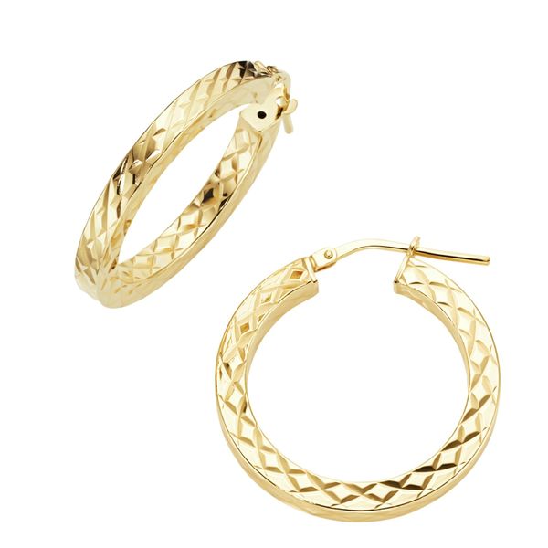 Paar Creolen Firetti "Schmuck Geschenk Silber 925 Ohrschmuck Ohrringe Diamantiert", Gelbgoldfarben, Ohrringe, Damen, 26Mm, Silber 925 (Sterlingsilber)-image