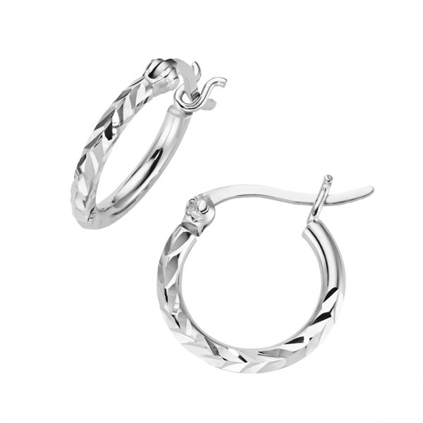 Paar Creolen Firetti "Schmuck Geschenk Silber 925 Ohrschmuck Ohrringe Diamantiert", Silberfarben, Ohrringe, Damen, 15Mm, Silber 925 (Sterlingsilber)-image