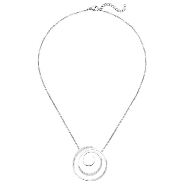 Kette Mit AnhäNger Jobo "Spirale", Edelstahlfarben, Halsketten, Damen, Edelstahl, L: 46, Edelstahl Mit 74 Kristallen 46 Cm-image