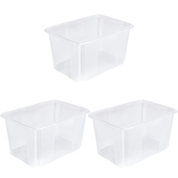 Aufbewahrungsbox Keeeper "Emil, 3Er Set, 45 L, 54,5 X 39 X 29,5 Cm", Transparent, B:54,5Cm H:29,5Cm T:39Cm, Kunststoff, Aufbewahrungsboxen, Aufbewahrungsbox, Ineinander Und Aufeinander Stapelbar-image