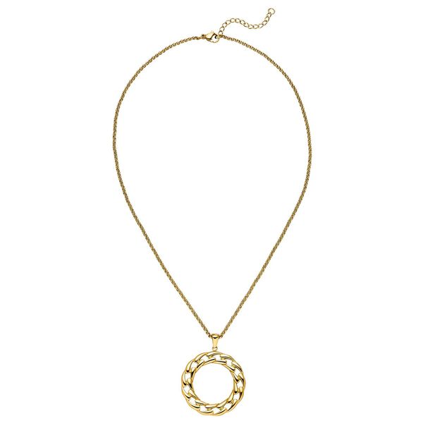 Kette Mit AnhäNger Jobo "Kreis Ring 32 Mm", Goldfarben, Halsketten, Damen, Edelstahl, L: 46, Edelstahl 46 Cm-image