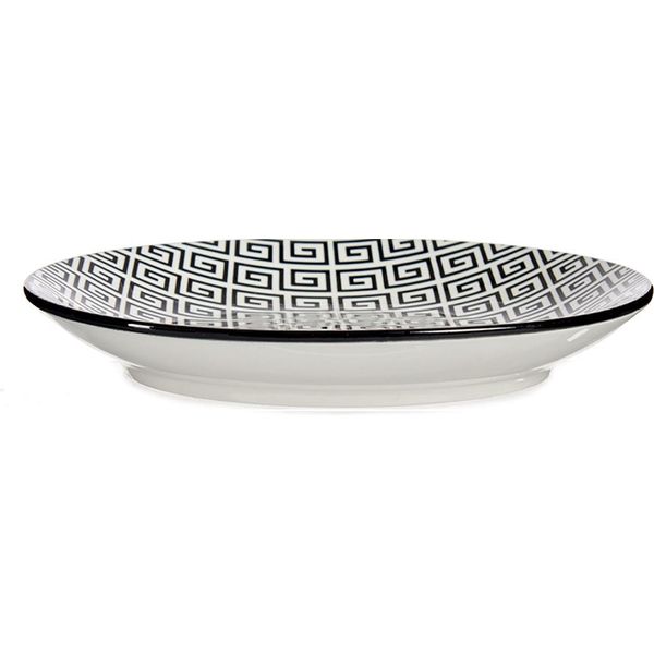 Vessia | Piatto - Piatto Fondo - 19,5 Cm - Bianco Nero - Piatto Da Dessert - Porcellana-image
