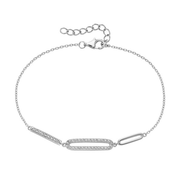 Armband Firetti "Schmuck Geschenk Silber 925 Armschmuck Armkette Zwischenteil Oval", Silber (Silberfarben, Kristallweiß, Kristallweiß), ArmbäNder, Damen, 21Cm, Silber 925 (Sterlingsilber), Armband, Mit Zirkonia (Synth.)-image
