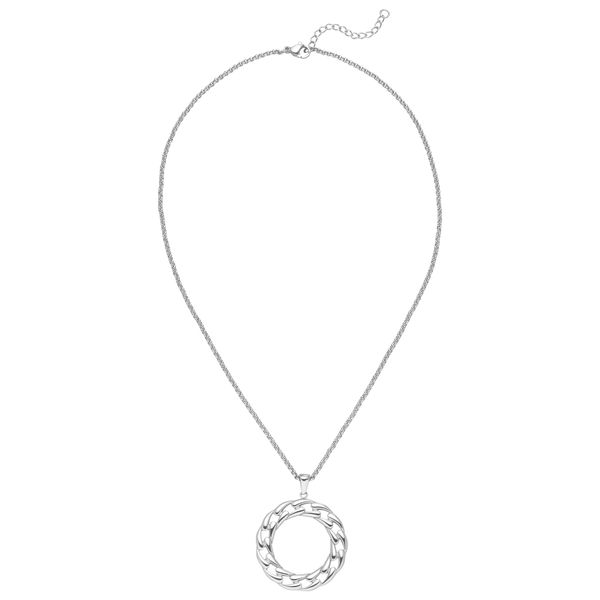 Kette Mit AnhäNger Jobo "Kreis Ring 32 Mm", Edelstahlfarben, Halsketten, Damen, Edelstahl, L: 46, Edelstahl 46 Cm-image