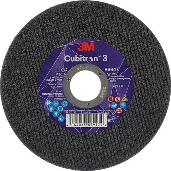 25X 3M™ Cubitron™ 3 Trennscheibe, 86647, 60+, T41, 125 Mm X 1 Mm X 22,23 Mm, It, 25/Pack, 50 StüCk/Ve-image