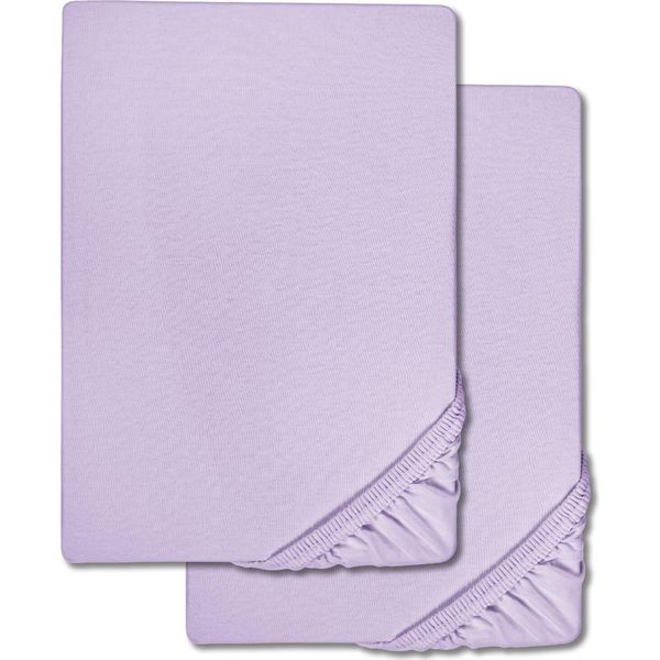 Lenzuolo Matrimoniale In Microfibra Interlock Jersey Lilla 90 X 190 - 100 X 200 Cm Confezione Doppia-image