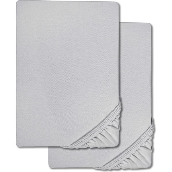Lenzuolo A Pieghe In Microfibra Interlock Jersey Grigio Argento 90 X 190 - 100 X 200 Cm 180 X 200 - 200 X 200 Cm Confezione Doppia-image