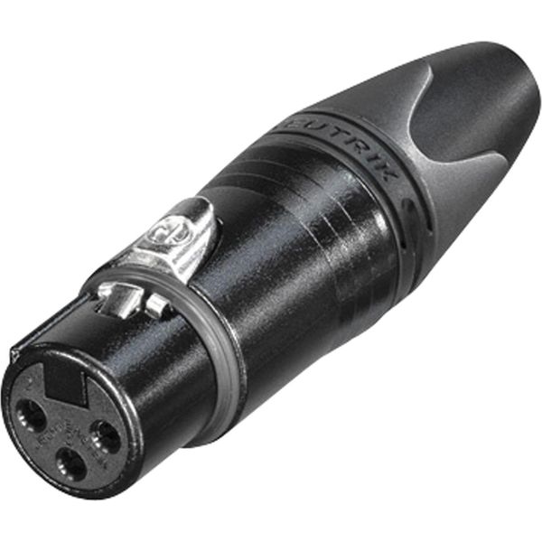 Neutrik - Connettore Cavo Xlr, Femmina A 3 Pin, Placcato Argento, Nero-image