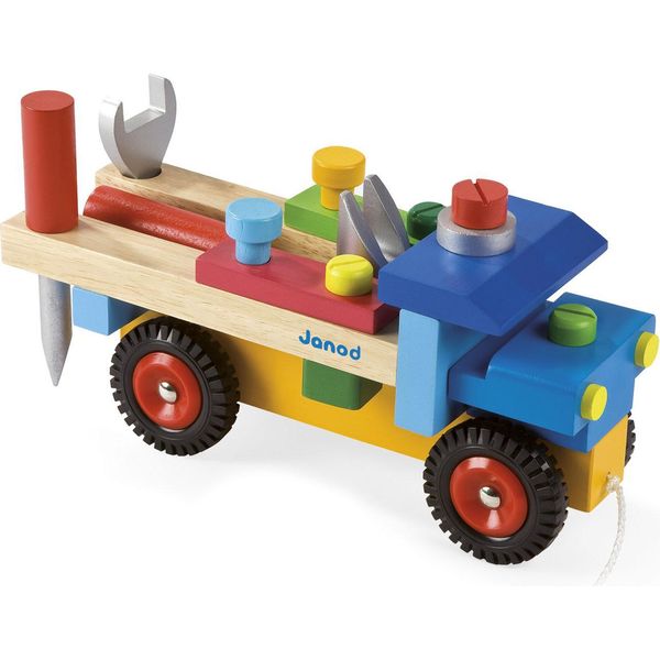 Janod Camioncino Degli Attrezzi Giocattolo In Legno Per Bambini Tirato A Mano Camioncino Degli Attrezzi-image