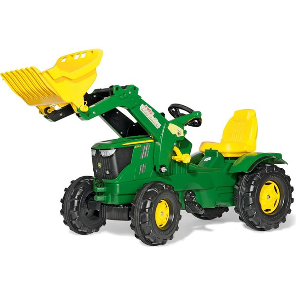 Rolly Toys Trattore A Pedali John Deere 6210R + Caricatore Frontale, Pneumatici Whisper, A Partire Da 3 Anni-image