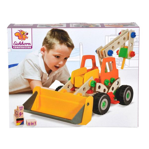 Pala Gommata Eichhorn Constructor - 6 Varianti Di Modello (Pala Gommata, Terna, Pala Mobile, Minipala, Unimog, Bigfoot) - 140 Componenti-image