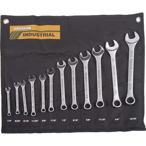 Proxxon Industrial 23816 Slimline Crowfoot Wrench Set 12-Piece Spanner Size (Inches) 1/2 - 13/16-image