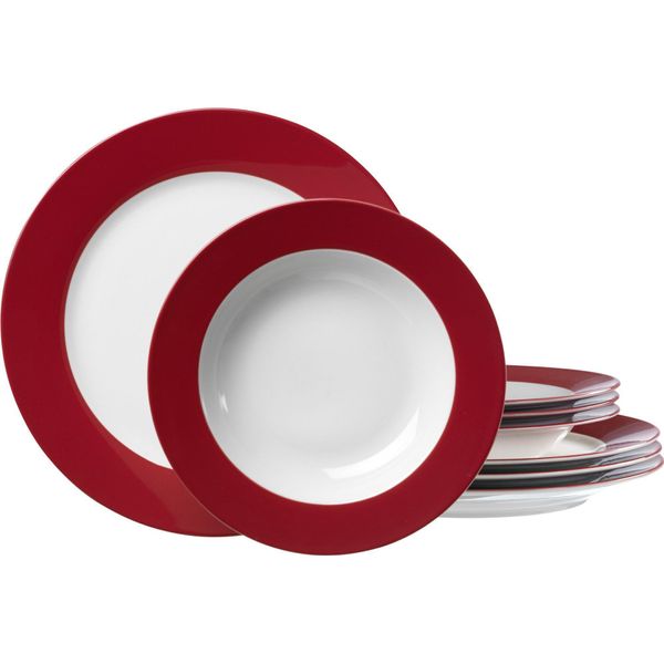 Ritzenhoff & Breker Doppio Tafelservice 8-Tlg., Geschirrset, Service, Rund, Porzellan, Rot, 596717-image