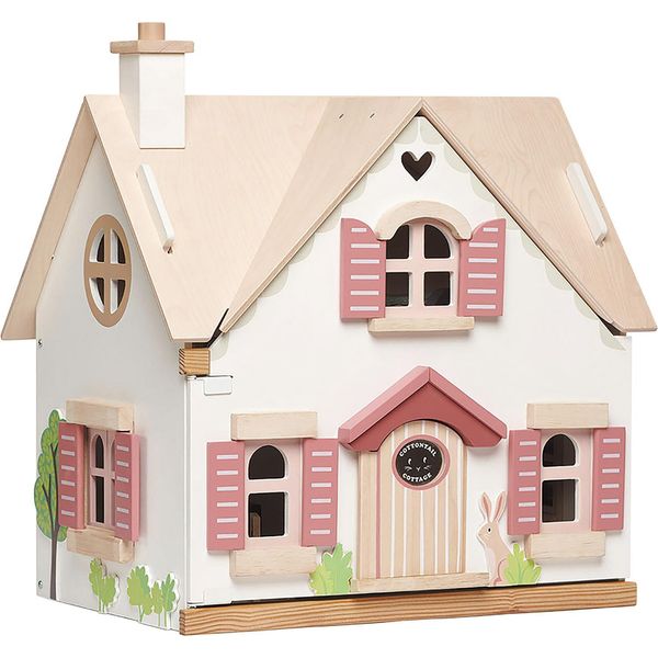 Casa Delle Bambole A Due Piani Con Accessori In Legno-image