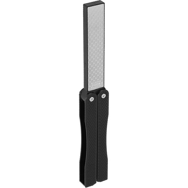 Affilacoltelli A Doppia Faccia, Portatile, Pieghevole, Antiscivolo, Affilacoltelli A Diamante (Nero)-image
