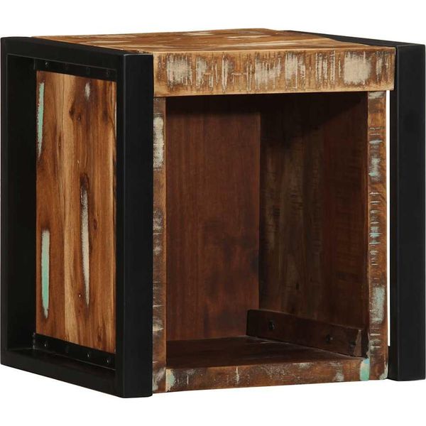Vidaxl Comodino Multicolore 40X35X40 Cm Legno Di Recupero Legno Massiccio-image