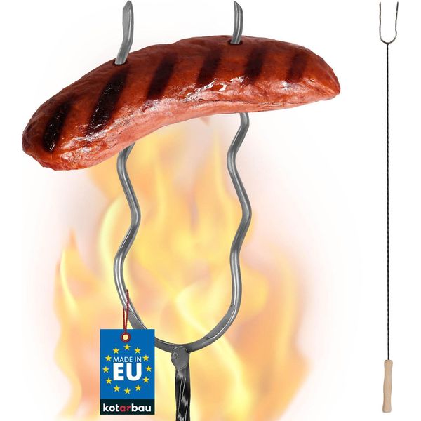 Kotarbau® Spiedini Per Barbecue Forchetta Per Barbecue Filo D'acciaio Spiedini Da Campeggio 100 Cm Manico In Legno Accessori Per Barbecue Forchetta Per Salsicce Spiedini Da Barbecue Ondulati Bastoncini Per Salsicce Gadget Per Barbecue Spiedini Da Campeggio Lunghi-image