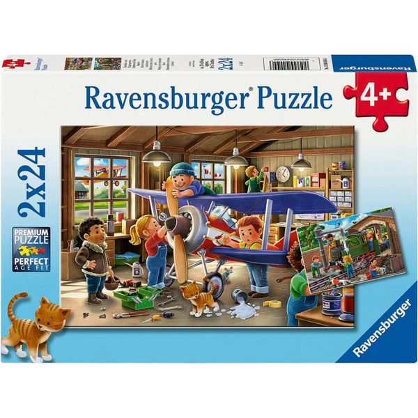 Puzzle Per Bambini Ravensburger - 12004044 Servizio Ferroviario E Aereo - Puzzle Per Bambini A Partire Dai 4 Anni, Con 2X24 Pezzi 12004044-image